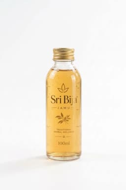 Sri Bija 100 ml bottled herbal blend with a gold cap on a white background