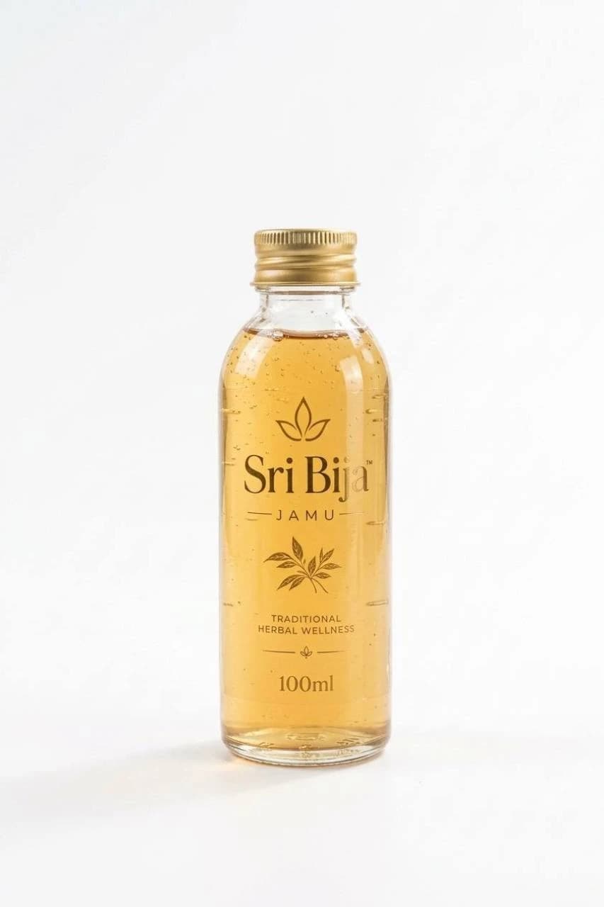 Sri Bija 100 ml bottled herbal blend with a gold cap on a white background